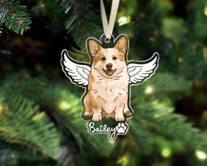 Pet Memorial Ornament, Dog Photo Ornament, Custom Dog Xmas Ornament, Dog Cat Loss Keepsake, Forever Loved, Memorial Gift, Pet Sympathy Gift