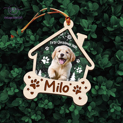 Custom Puppies First Christmas Ornament, Dog Picture Ornament, Dog's 1st Christmas Keepsake, Pet Photo Print Ornament