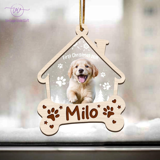 Custom Puppies First Christmas Ornament, Dog Picture Ornament, Dog's 1st Christmas Keepsake, Pet Photo Print Ornament