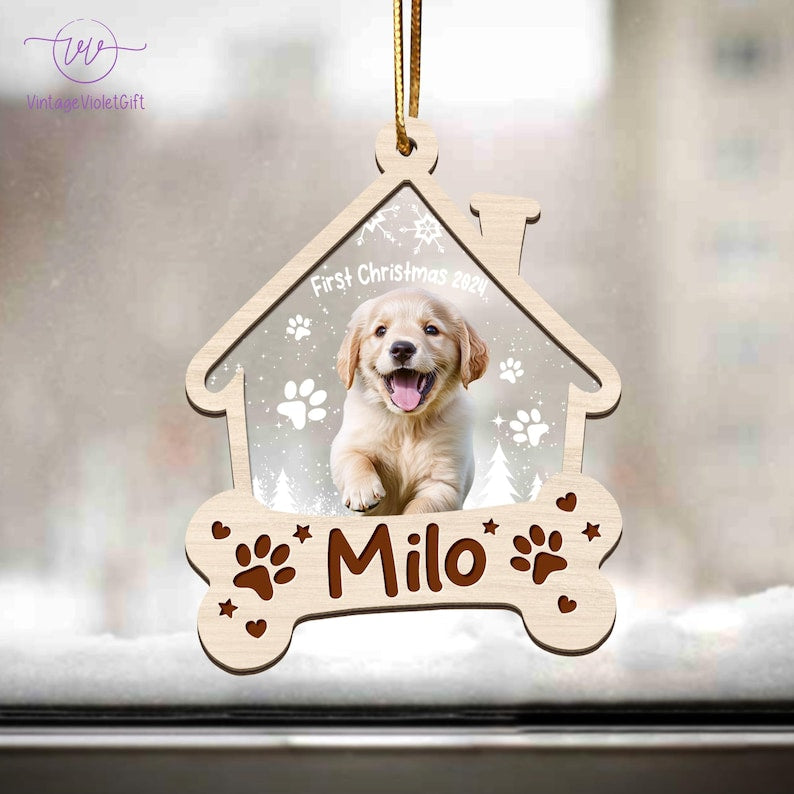 Custom Puppies First Christmas Ornament, Dog Picture Ornament, Dog's 1st Christmas Keepsake, Pet Photo Print Ornament