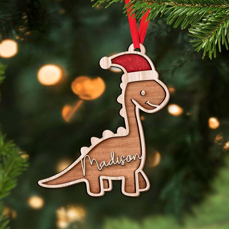 2024 Dinosaur Ornament, Christmas Ornaments Personalized Kids Dinosaur, Santasaurus Custom Ornament, Christmas Ornaments, Christmas Gift