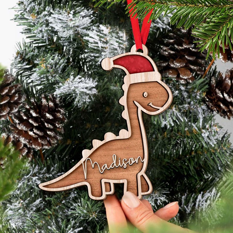 2024 Dinosaur Ornament, Christmas Ornaments Personalized Kids Dinosaur, Santasaurus Custom Ornament, Christmas Ornaments, Christmas Gift