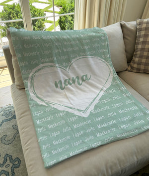 Name in Heart Blanket | Personalized Gift with Names & Color of Your Choice | Personalized Name Blanket, Mothers Day Gifts, Christmas Gift