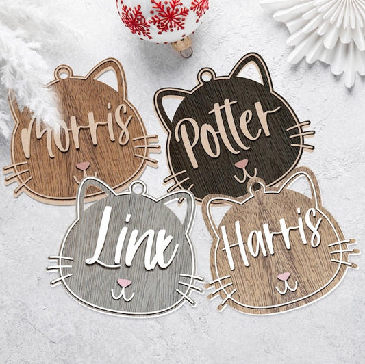 Personalized Cat Ornament for Pet Christmas Gift, Custom Christmas Cat Gift for Cat Lover, Christmas Ornament for Cat Owner Gift for Xmas
