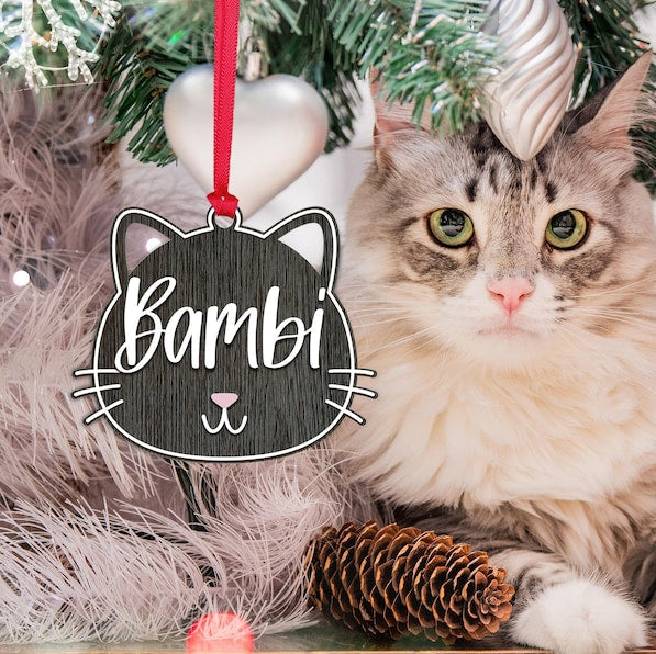 Personalized Cat Ornament for Pet Christmas Gift, Custom Christmas Cat Gift for Cat Lover, Christmas Ornament for Cat Owner Gift for Xmas