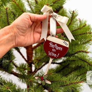 Wine Ornament Personalized - Wine Glass Ornament in Red, Rose or White Wine; Cute Gift for Friends, Wine Lovers, or a Girls Trip Memento