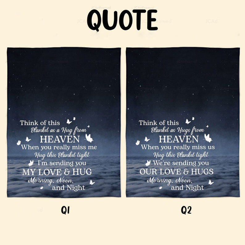 Personalized Memorial Photo Blanket, Think Of This Blanket As A Hug From Heaven, Gift For Loss Of Loved One, Bereavement Gift, Sympathy Gift