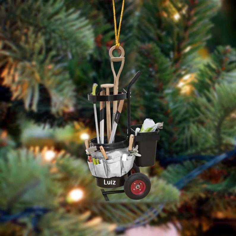 Personalized Garden Tool Acrylic Ornament, Gardening Lover Christmas Ornament, Gardener Ornament Gift, Plant Gift, Garden Christmas Gift