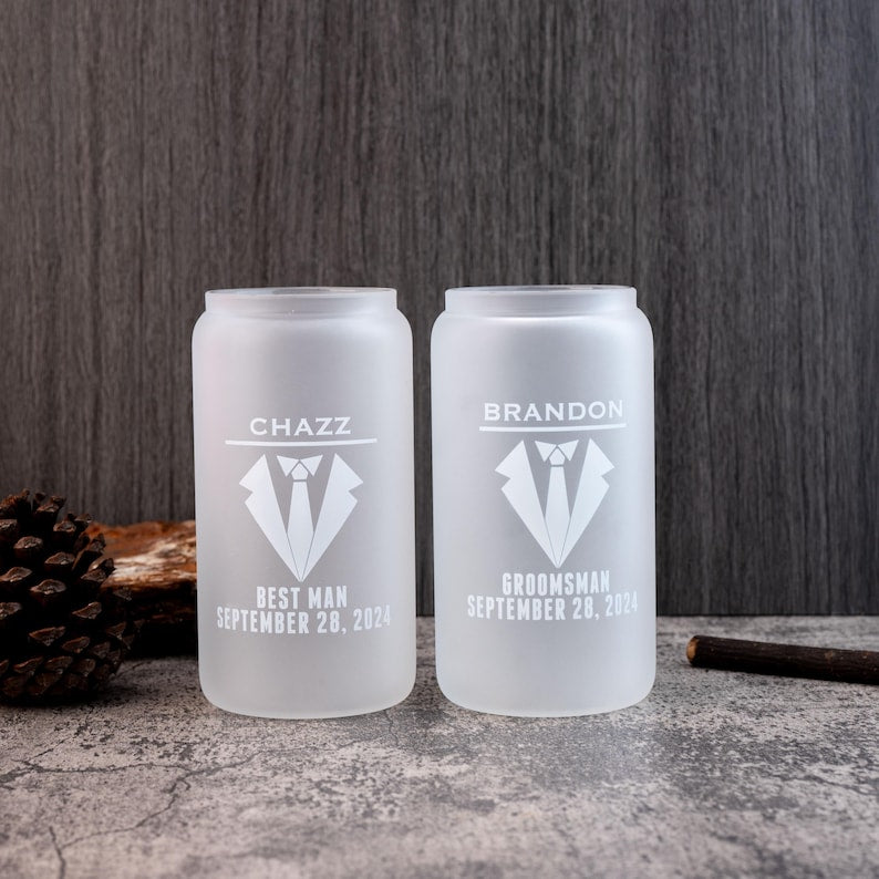 Personalized Groomsmen Gifts, Beer Glass Cup, Best Man Gift, Dad Gifts, Boyfriend Gift, Wedding Gift for Groomsman, Bachelor Party Gifts