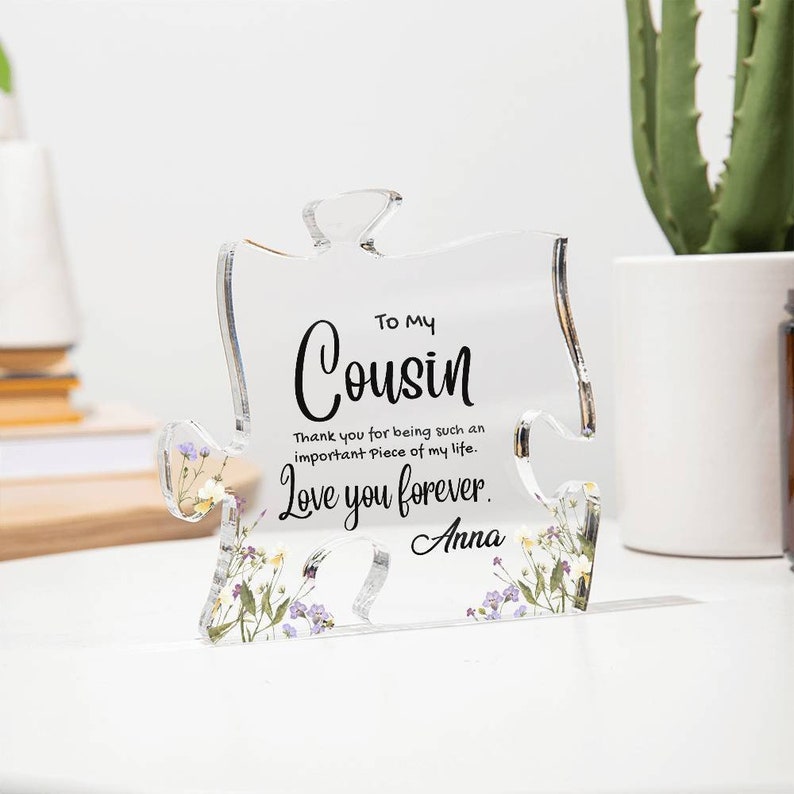 Cousin Gift, Cousin Acrylic Puzzle Plaque, Thank You Gift for Cousin, Personalized Cousin Gifts, Christmas Gift for Cousin, Birthday Gift