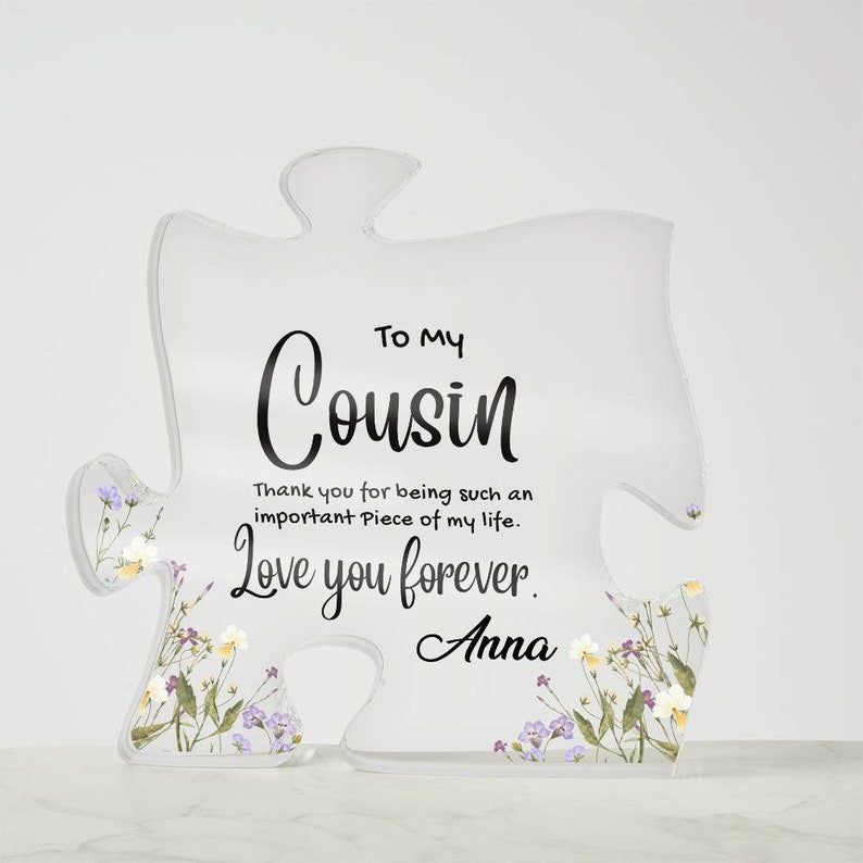 Cousin Gift, Cousin Acrylic Puzzle Plaque, Thank You Gift for Cousin, Personalized Cousin Gifts, Christmas Gift for Cousin, Birthday Gift