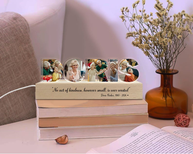 Custom Mom Memorial Photo Collage Night Light, In Loving Memory Gift, Loss Of Mom Gift, Loss Of Loved One Sympathy Gift, Condolence Gift