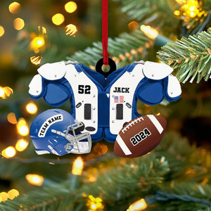 Personalized Football American Christmas Ornament, Custom Name Ornament, Football Vest Car Ornament, Flat 2D Ornament, Gift for Boyfriend