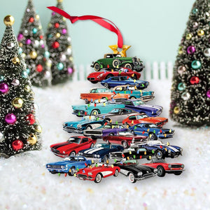 Muscle Car Collection Christmas Ornament, Christmas Car Tree Ornament, Car Lover Christmas Ornament, Car Xmas Decor, Gift for Car Lover