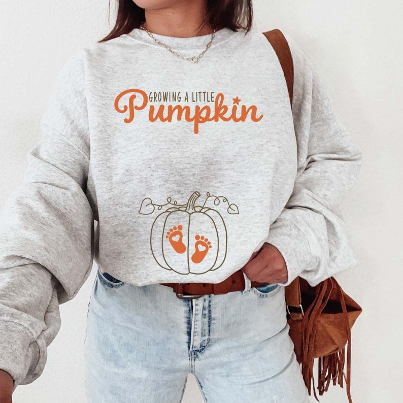 Growing A Little Pumpkin Sweatshirt, Pregnancy Thanksgiving Sweater, Fall Pregnancy Announcement Gift, Pregnancy Reveal, Thanksgiving Shirt