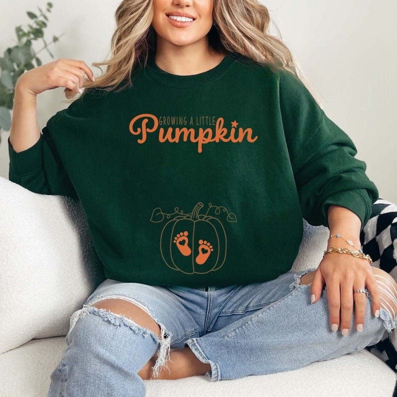 Growing A Little Pumpkin Sweatshirt, Pregnancy Thanksgiving Sweater, Fall Pregnancy Announcement Gift, Pregnancy Reveal, Thanksgiving Shirt