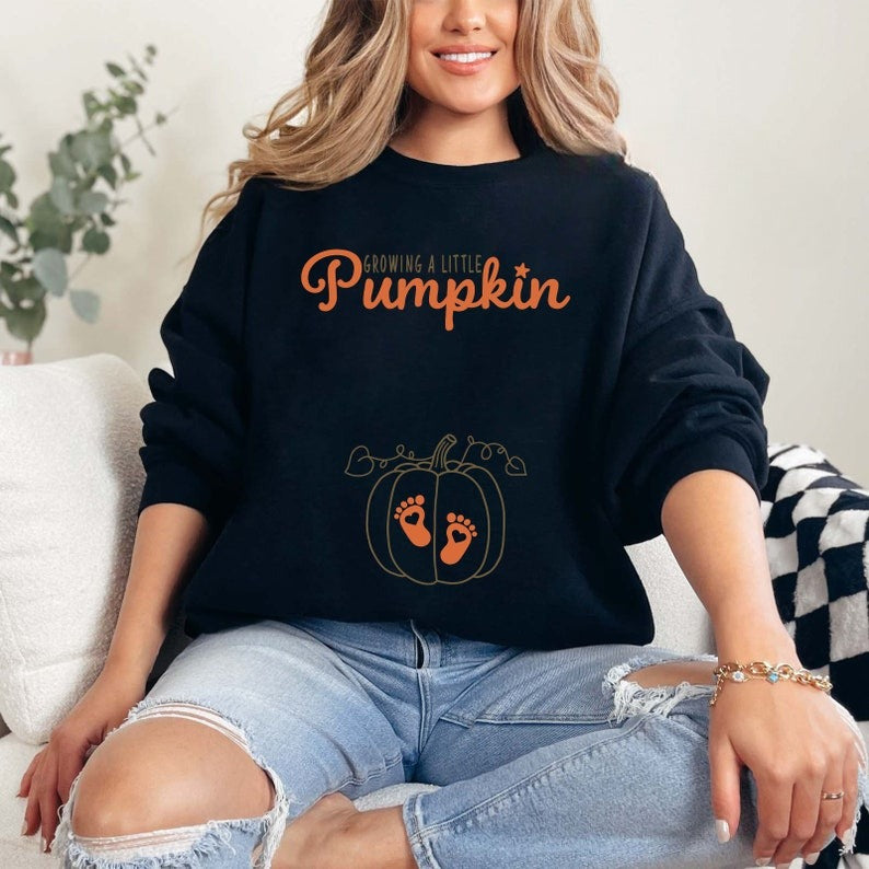 Growing A Little Pumpkin Sweatshirt, Pregnancy Thanksgiving Sweater, Fall Pregnancy Announcement Gift, Pregnancy Reveal, Thanksgiving Shirt