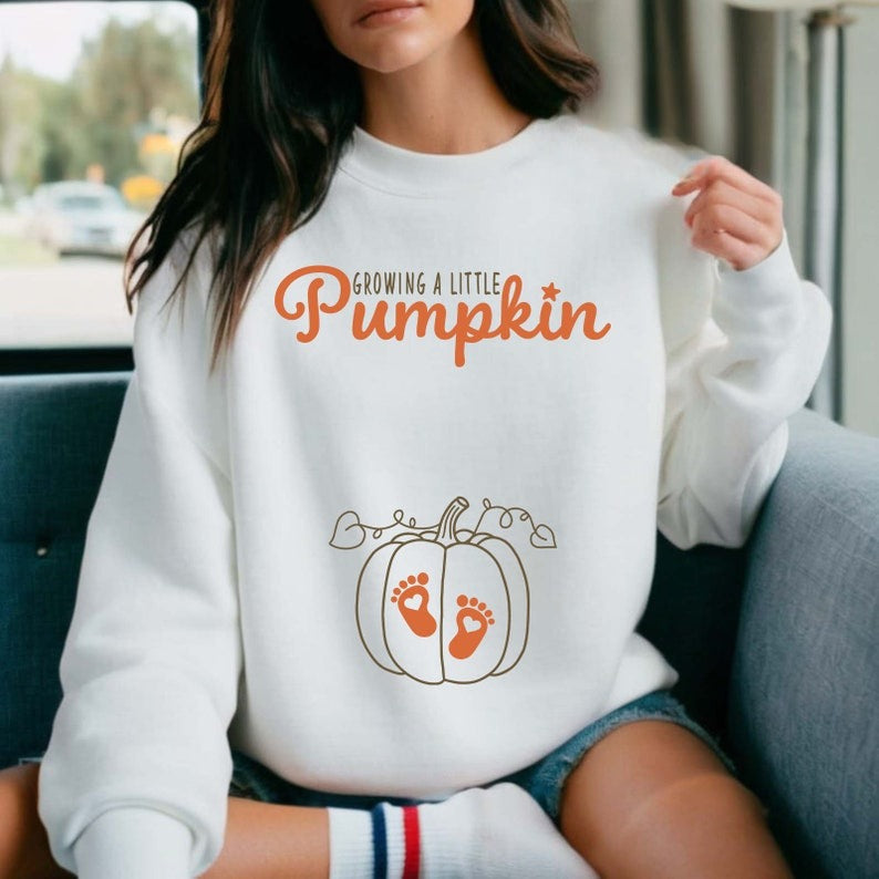 Growing A Little Pumpkin Sweatshirt, Pregnancy Thanksgiving Sweater, Fall Pregnancy Announcement Gift, Pregnancy Reveal, Thanksgiving Shirt