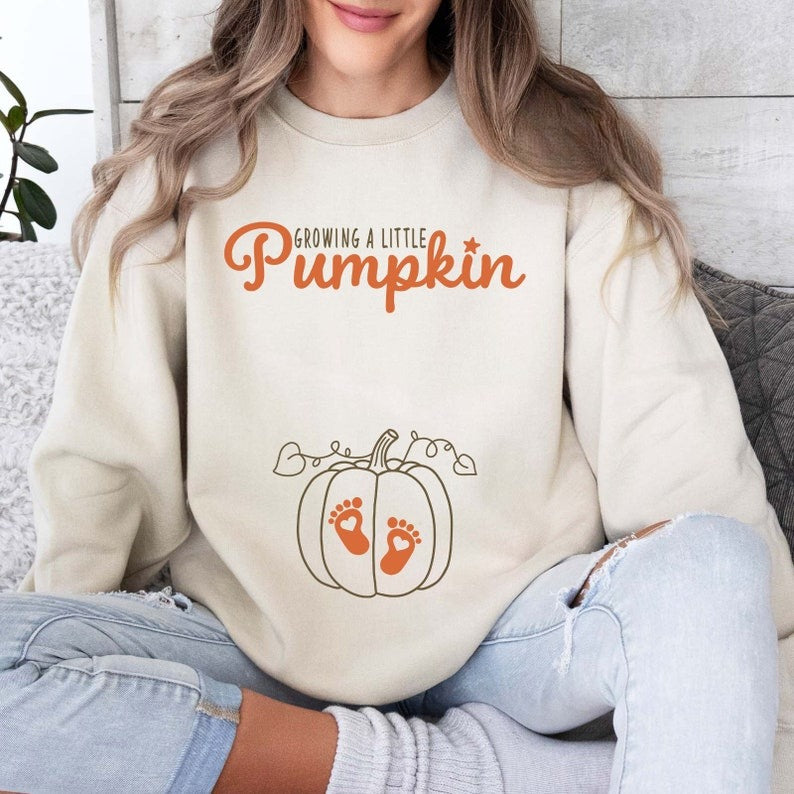 Growing A Little Pumpkin Sweatshirt, Pregnancy Thanksgiving Sweater, Fall Pregnancy Announcement Gift, Pregnancy Reveal, Thanksgiving Shirt