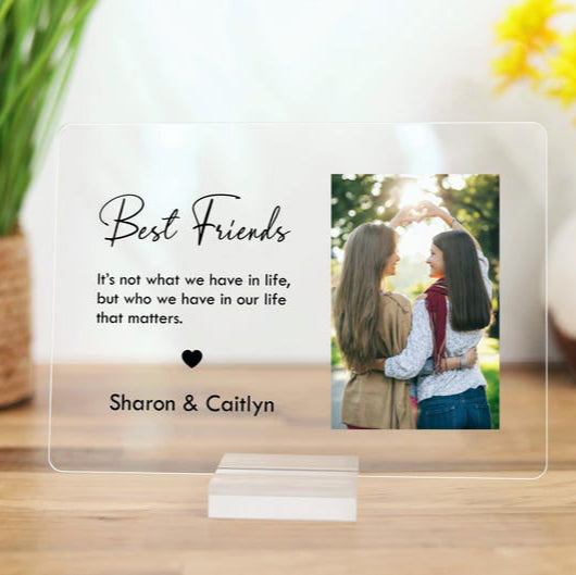 Best Friends Personalized Picture Frame Plaque, Custom 3 Best friends acrylic desk Plaque, Custom Besties Forever Best Friend Birthday Gift