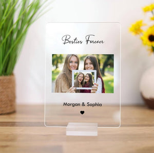 Best Friends Personalized Picture Frame Plaque, Custom 3 Best friends acrylic desk Plaque, Custom Besties Forever Best Friend Birthday Gift