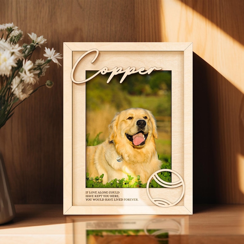 Personalized Memorial Dog Photo Frame with Name, Personalized Memorial Pet Sign, Dog Memorial Gifts, Pet Loss Gift, Cat Sympathy Loss Gift