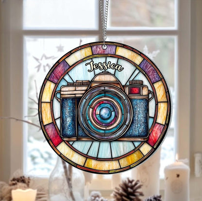 Personalized Photographer Suncatcher Ornament, Photographer Christmas Gift, Gift For A Photographer, Photographer Gift, Journalist Ornament