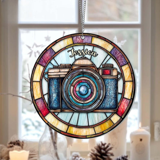 Personalized Photographer Suncatcher Ornament, Photographer Christmas Gift, Gift For A Photographer, Photographer Gift, Journalist Ornament