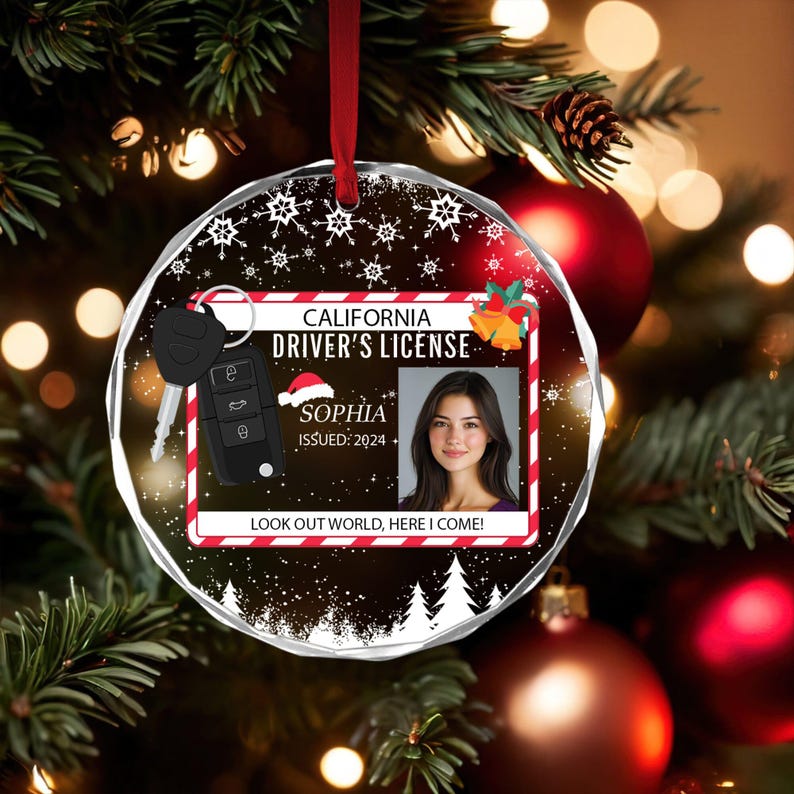 Personalized Photo New Driver Ornament 2024, Drivers License Ornament, Gift for New Driver, Driving Ornament, Drivers Permit Christmas