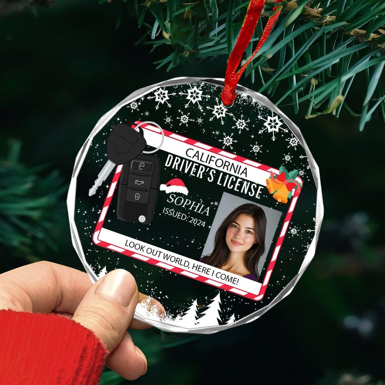 Personalized Photo New Driver Ornament 2024, Drivers License Ornament, Gift for New Driver, Driving Ornament, Drivers Permit Christmas