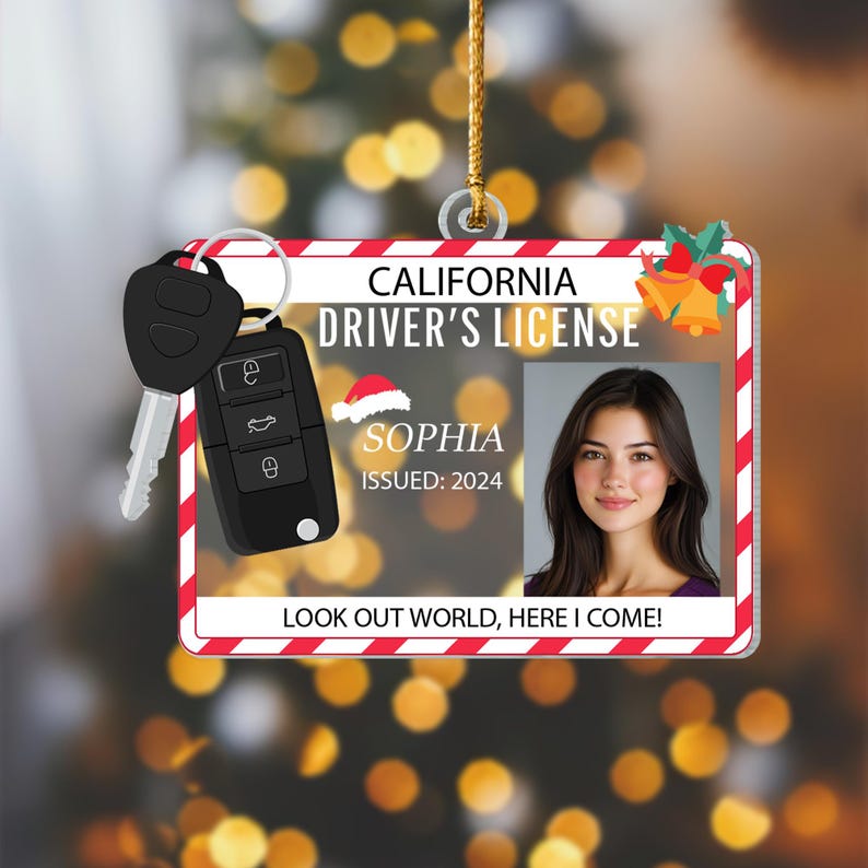Personalized Photo New Driver Ornament 2024, Drivers License Ornament, Gift for New Driver, Driving Ornament, Drivers Permit Christmas