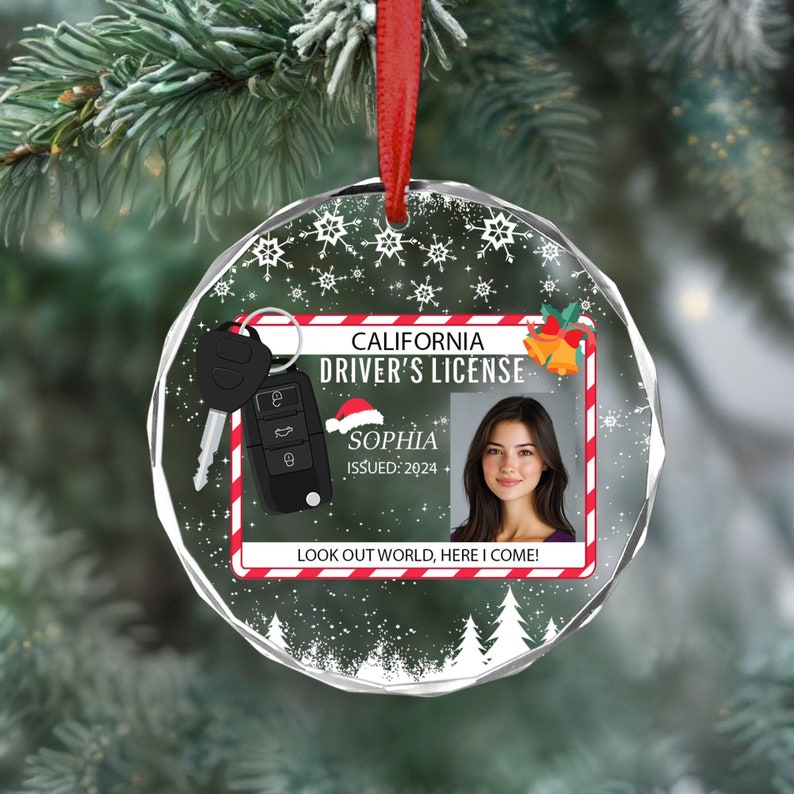 Personalized Photo New Driver Ornament 2024, Drivers License Ornament, Gift for New Driver, Driving Ornament, Drivers Permit Christmas