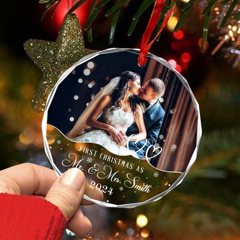 Personalised Our First Christmas As Mr & Mrs Ornament, First Christmas As Mr And Mrs, Photo Newlywed Christmas Gift, Mr And Mrs Decoration