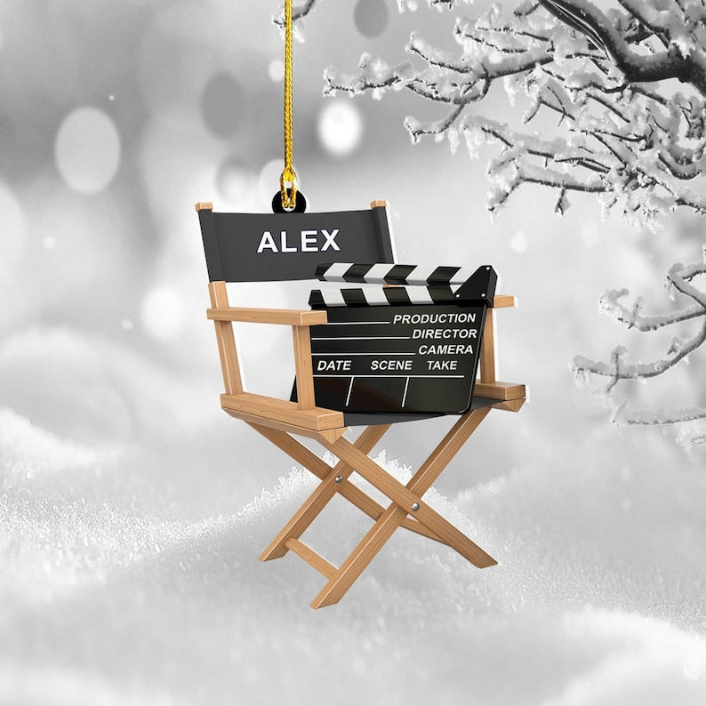 Personalized Director Chain Christmas Ornament, Film Clapper Christmas, Film Clapper Ornament, Christmas Gift For Film, Tree Hanging Decor