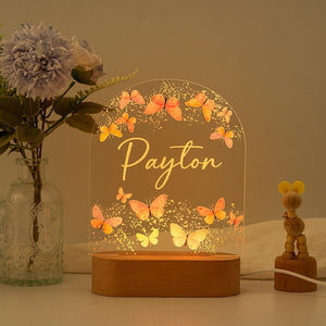 Custom Baby Night Light,Personalized Butterfly Nightlight With Name,Kids Bedroom Nursery Light,Newborn Gift,Nursery Decor,Baby Girl Light