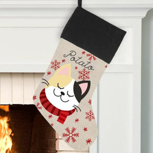Personalized Cat Breed Christmas Stocking, Cat Christmas Stocking, Kitten Stocking, Cat Christmas Gift, Orange Cat Stocking, White Cat, Gray