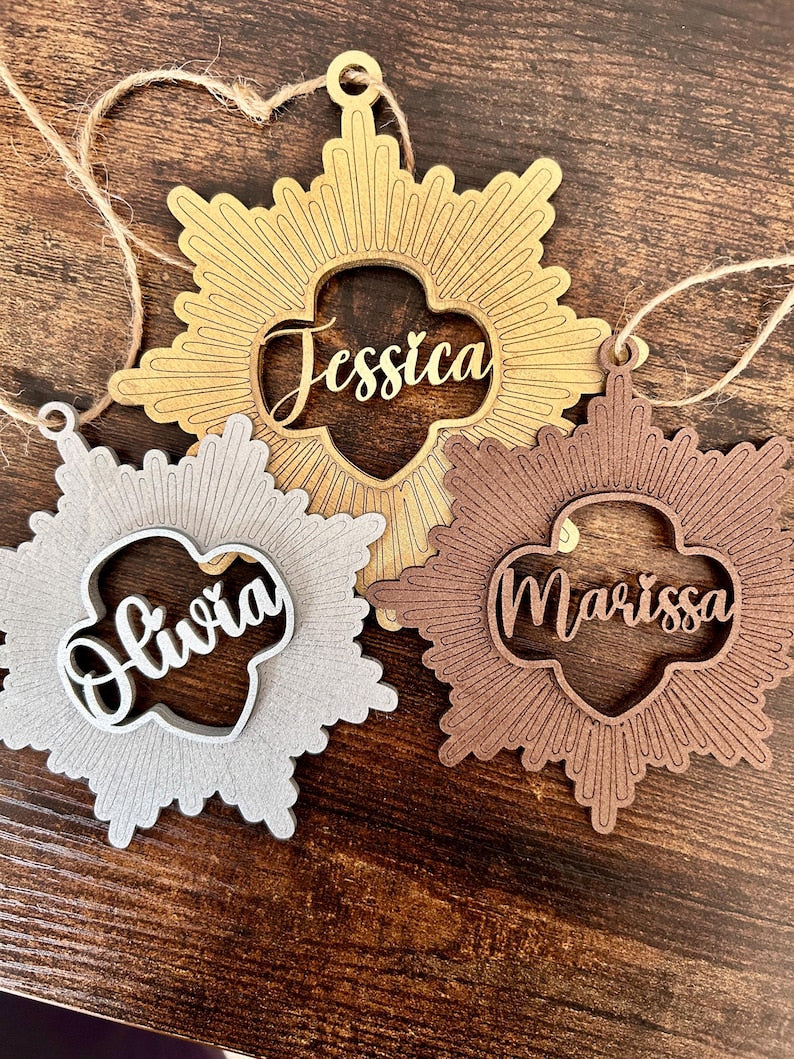 Girl Scout Ornament, Personalized Gold Silver Bronze Award Daisy Troop Sign, girl scout award wooden ornament