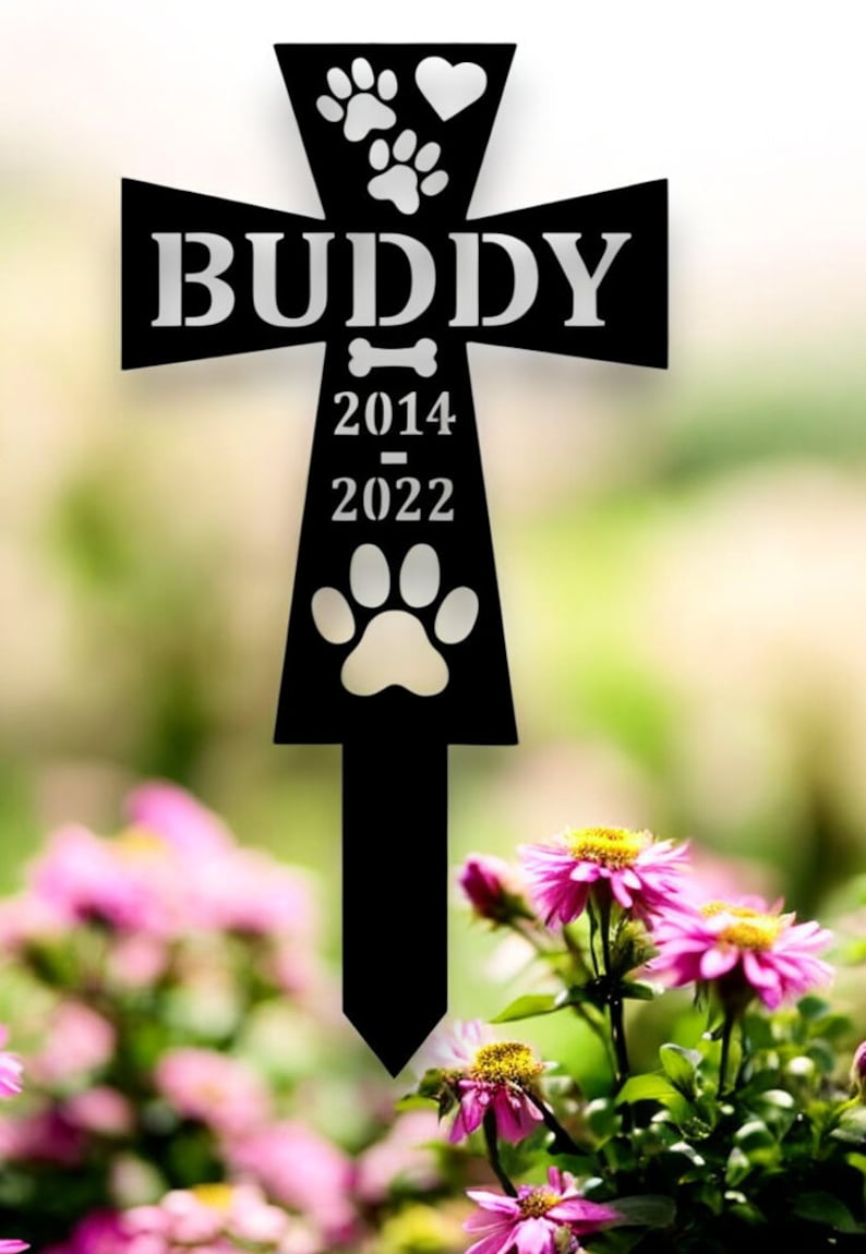 Custom Metal Dog Memorial Cross Stake - Personalized Pet Tribute, Garden D cor, Remembrance, Dog Loss Sympathy Gift, Beautiful Memorial Sign