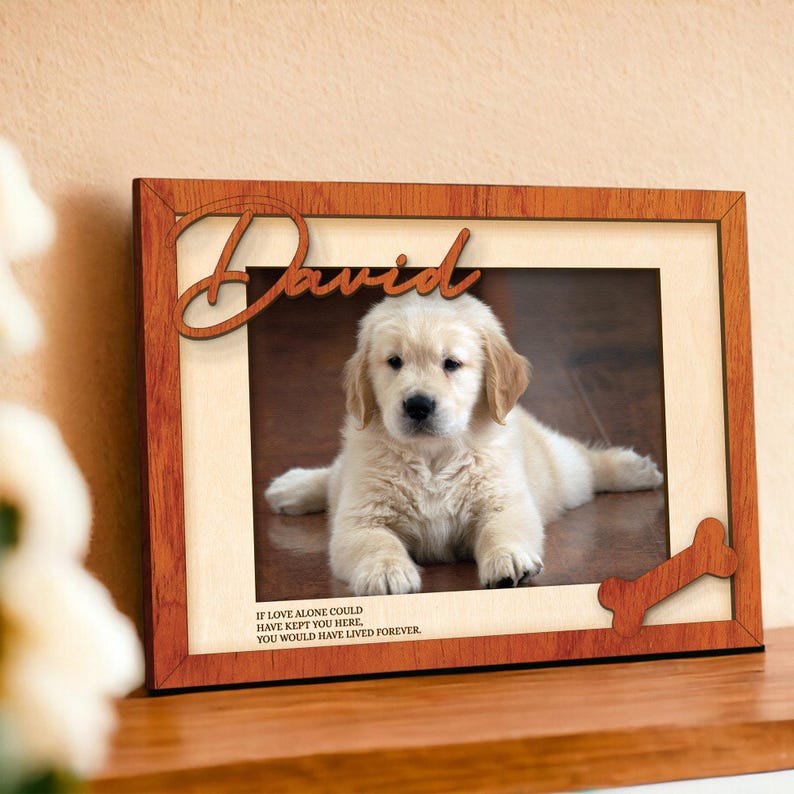 Custom Memorial Pet Picture Frame, Cat Memorial Wood Picture Frame, Dog Memorial Gifts, Makes a Great Pet Memorial Gift for Dog Lover