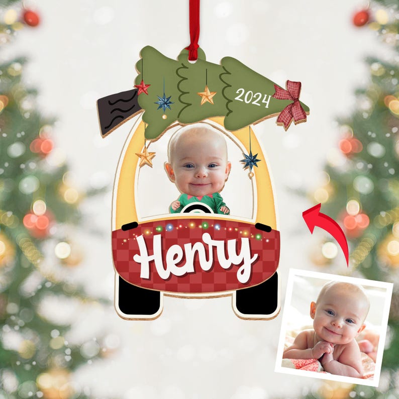 Personalized Baby Christmas Ornament, Custom Baby Photo Gift, Kids Ornament, Baby's First Christmas Ornament 2024, Christmas Decoration