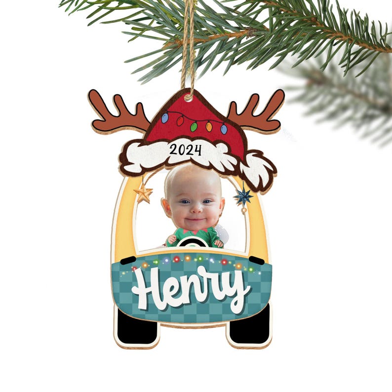 Personalized Baby Christmas Ornament, Custom Baby Photo Gift, Kids Ornament, Baby's First Christmas Ornament 2024, Christmas Decoration