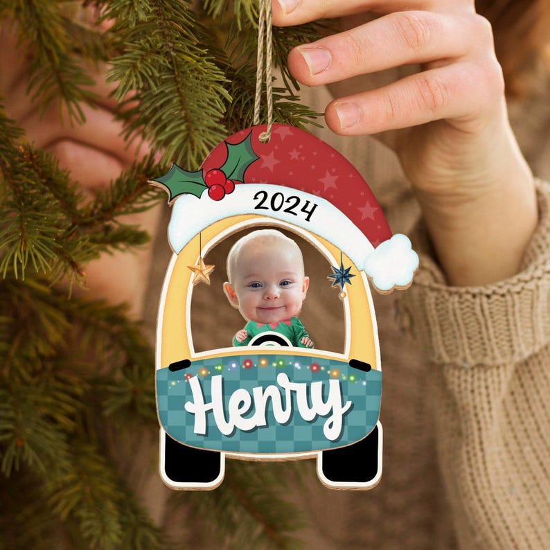Personalized Baby Christmas Ornament, Custom Baby Photo Gift, Kids Ornament, Baby's First Christmas Ornament 2024, Christmas Decoration