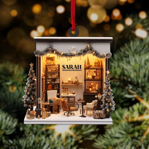 Personalized Hair Salon Acrylic 2D Flat Ornament, Barber Ornament, Christmas Gift For Baber Shop Owner, Haridresser, Gift For Hair Stylist