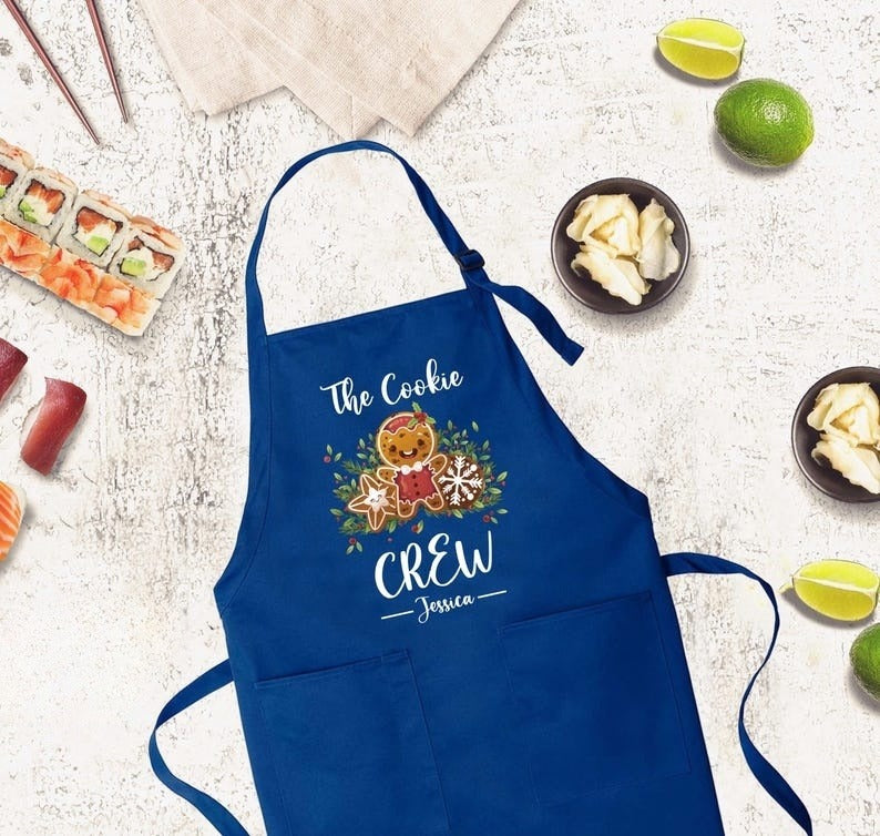 Personalized The Cookie Crew Apron, Funny Apron, Christmas Apron, Christmas Cookie Apron, Kitchen Gift Idea,Custom Name Apron, Cooking Gift