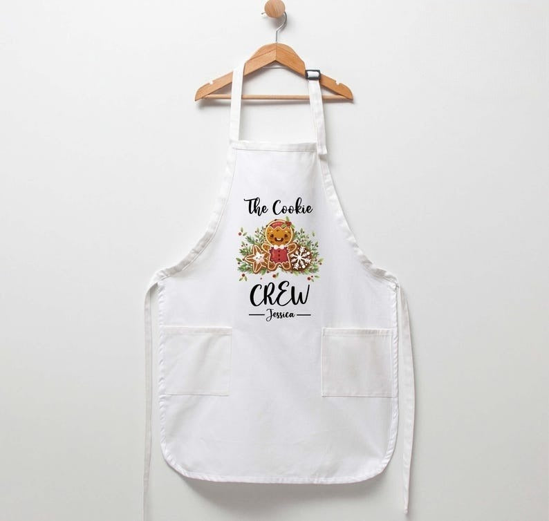 Personalized The Cookie Crew Apron, Funny Apron, Christmas Apron, Christmas Cookie Apron, Kitchen Gift Idea,Custom Name Apron, Cooking Gift