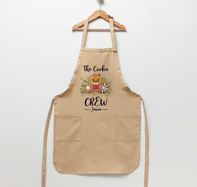Personalized The Cookie Crew Apron, Funny Apron, Christmas Apron, Christmas Cookie Apron, Kitchen Gift Idea,Custom Name Apron, Cooking Gift