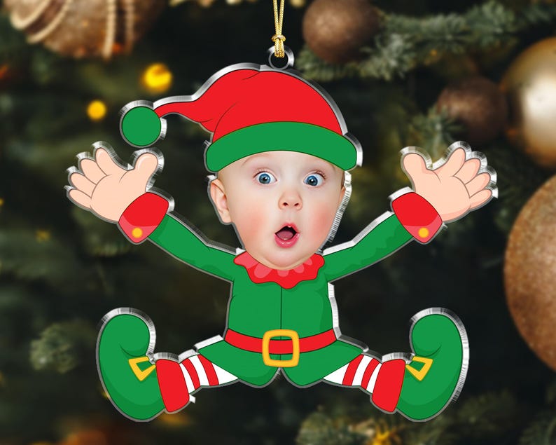 Personalized Face Baby Ornament, Custom Baby Photo Ornament, Baby Christmas Ornament, Baby's First Christmas, Christmas Gift for Grandkids