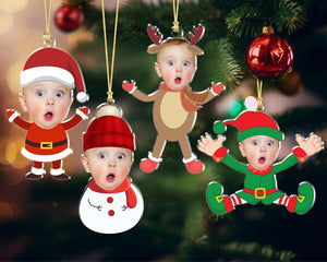 Personalized Face Baby Ornament, Custom Baby Photo Ornament, Baby Christmas Ornament, Baby's First Christmas, Christmas Gift for Grandkids