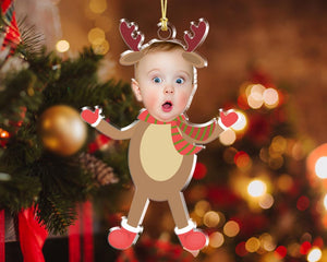 Personalized Face Baby Ornament, Custom Baby Photo Ornament, Baby Christmas Ornament, Baby's First Christmas, Christmas Gift for Grandkids