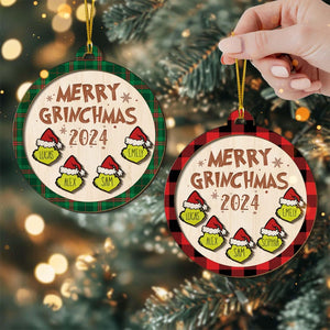 Personalized Family Christmas Ornament, Merry Grinchmas Ornament, Cartoon Christmas Ornament, Grinch Christmas Ornament